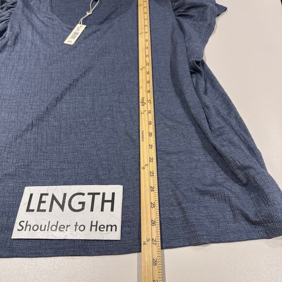 Max Studio Women's Plus Size 2X Flutter Sleeve Crinkle Jersey Knit Top Casual - Picture 9 of 10